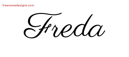 Classic Name Tattoo Designs Freda Graphic Download