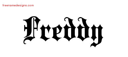 Old English Name Tattoo Designs Freddy Free Lettering