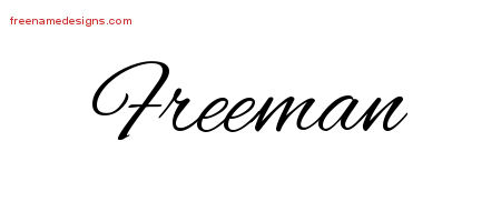 Cursive Name Tattoo Designs Freeman Free Graphic
