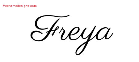 Classic Name Tattoo Designs Freya Graphic Download