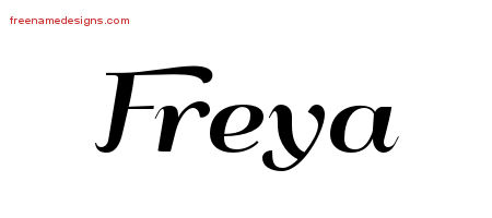 Art Deco Name Tattoo Designs Freya Printable