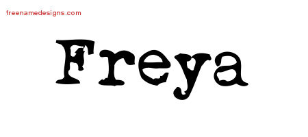 Vintage Writer Name Tattoo Designs Freya Free Lettering
