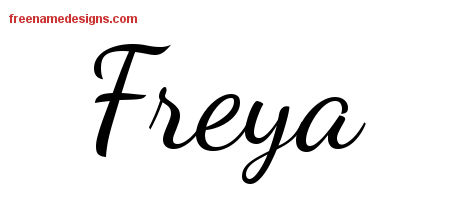Lively Script Name Tattoo Designs Freya Free Printout