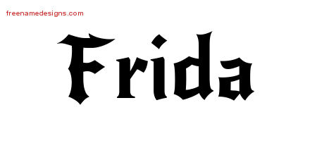 Gothic Name Tattoo Designs Frida Free Graphic