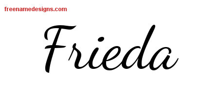 Lively Script Name Tattoo Designs Frieda Free Printout