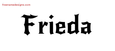 Gothic Name Tattoo Designs Frieda Free Graphic