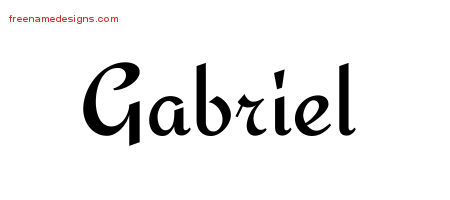 Calligraphic Stylish Name Tattoo Designs Gabriel Free Graphic