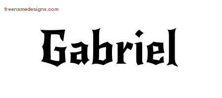 Gothic Name Tattoo Designs Gabriel Free Graphic
