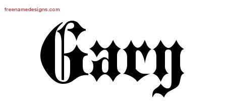 Old English Name Tattoo Designs Gary Free Lettering