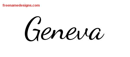 Lively Script Name Tattoo Designs Geneva Free Printout