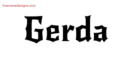 Gothic Name Tattoo Designs Gerda Free Graphic