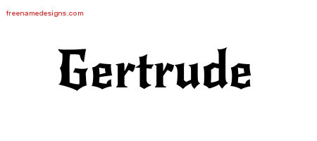 Gothic Name Tattoo Designs Gertrude Free Graphic