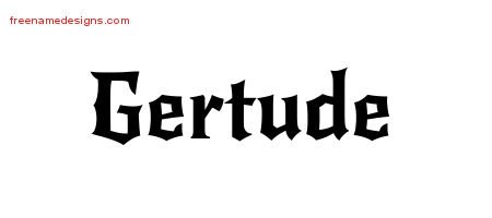 Gothic Name Tattoo Designs Gertude Free Graphic