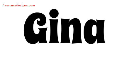 Groovy Name Tattoo Designs Gina Free Lettering