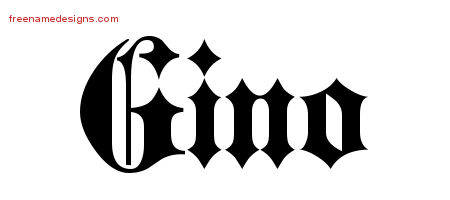 Old English Name Tattoo Designs Gino Free Lettering