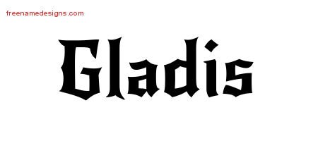 Gothic Name Tattoo Designs Gladis Free Graphic