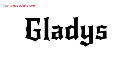 Gothic Name Tattoo Designs Gladys Free Graphic