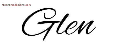 Cursive Name Tattoo Designs Glen Free Graphic