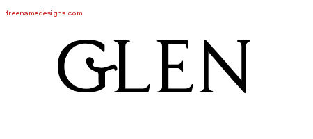Regal Victorian Name Tattoo Designs Glen Printable