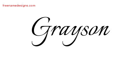 Calligraphic Name Tattoo Designs Grayson Free Graphic