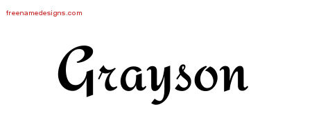 Calligraphic Stylish Name Tattoo Designs Grayson Free Graphic