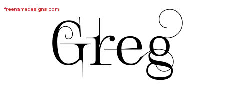 Decorated Name Tattoo Designs Greg Free Lettering