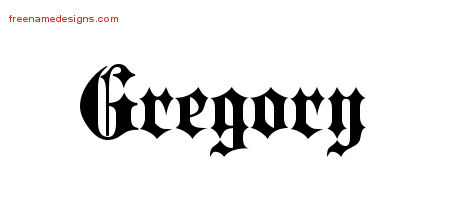 Old English Name Tattoo Designs Gregory Free Lettering