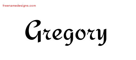 Calligraphic Stylish Name Tattoo Designs Gregory Free Graphic