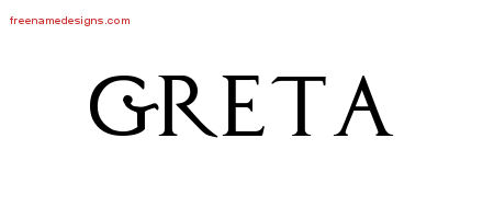 Regal Victorian Name Tattoo Designs Greta Graphic Download
