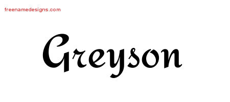 Calligraphic Stylish Name Tattoo Designs Greyson Free Graphic