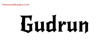 Gothic Name Tattoo Designs Gudrun Free Graphic