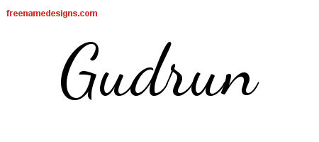 Lively Script Name Tattoo Designs Gudrun Free Printout