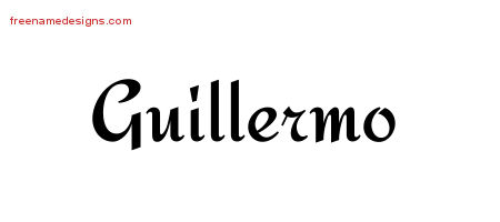 Calligraphic Stylish Name Tattoo Designs Guillermo Free Graphic
