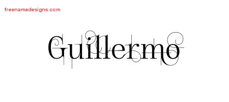 Decorated Name Tattoo Designs Guillermo Free Lettering