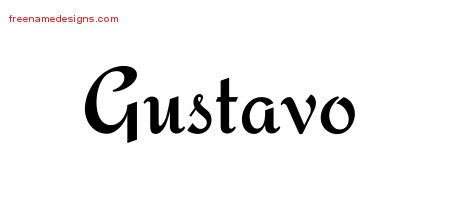 Calligraphic Stylish Name Tattoo Designs Gustavo Free Graphic