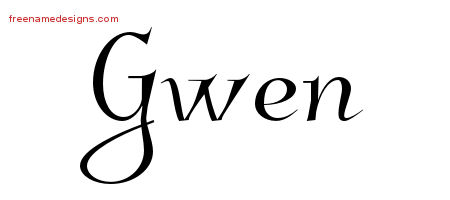 Elegant Name Tattoo Designs Gwen Free Graphic