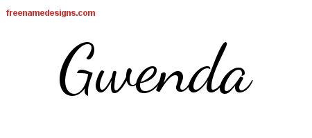 Lively Script Name Tattoo Designs Gwenda Free Printout