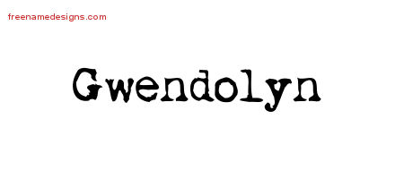 Vintage Writer Name Tattoo Designs Gwendolyn Free Lettering
