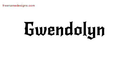 Gothic Name Tattoo Designs Gwendolyn Free Graphic