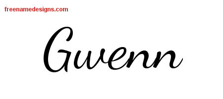 Lively Script Name Tattoo Designs Gwenn Free Printout