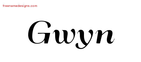 Art Deco Name Tattoo Designs Gwyn Printable