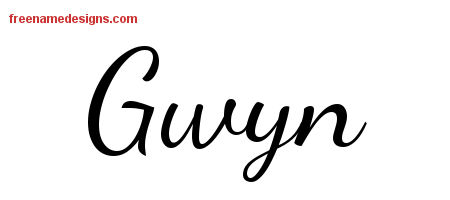 Lively Script Name Tattoo Designs Gwyn Free Printout