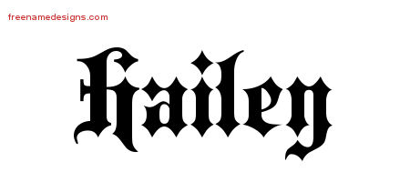 Old English Name Tattoo Designs Hailey Free