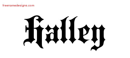 Old English Name Tattoo Designs Halley Free