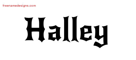 Gothic Name Tattoo Designs Halley Free Graphic