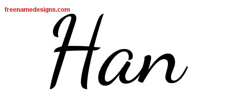 Lively Script Name Tattoo Designs Han Free Printout