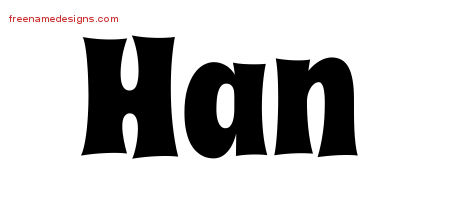 Groovy Name Tattoo Designs Han Free Lettering