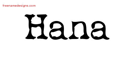 Vintage Writer Name Tattoo Designs Hana Free Lettering