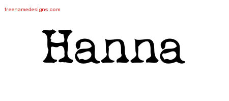 Vintage Writer Name Tattoo Designs Hanna Free Lettering