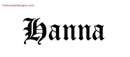 Blackletter Name Tattoo Designs Hanna Graphic Download